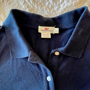 Vineyard, vines, large, navy blue, cotton/spandex women’s polo shirt